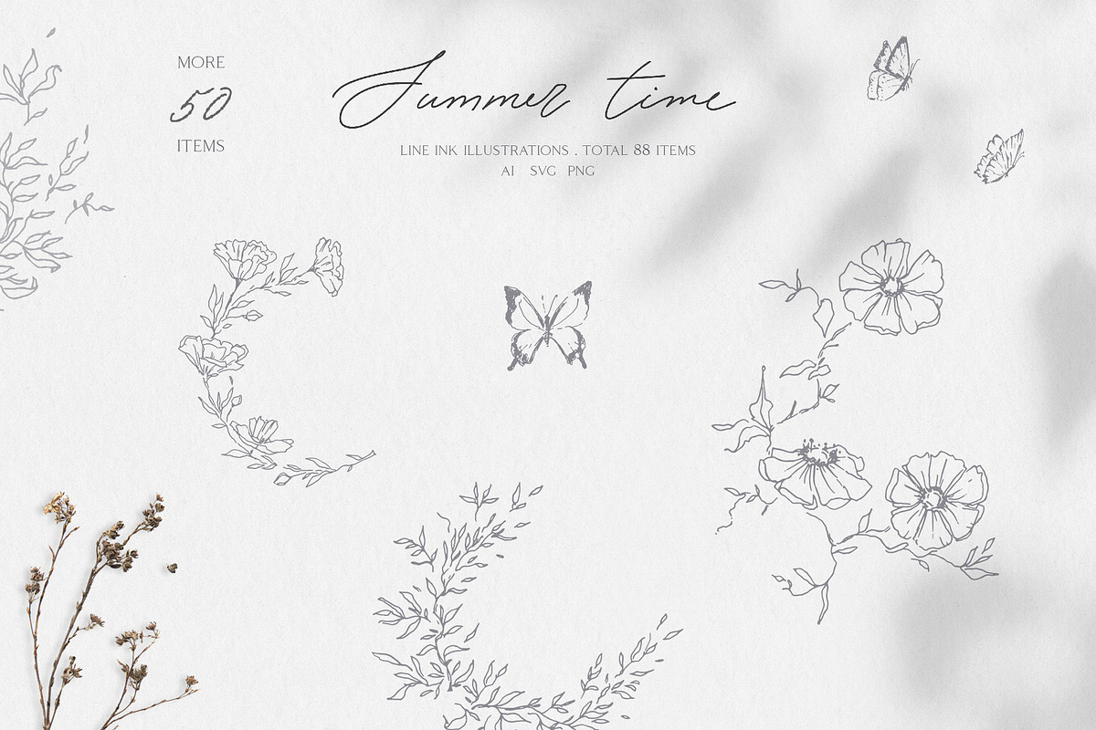 Summer Time Line Art