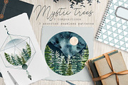 Watercolor fir trees and mountains, an Illustration by marie dricot (Thumbnail 1 of 11)