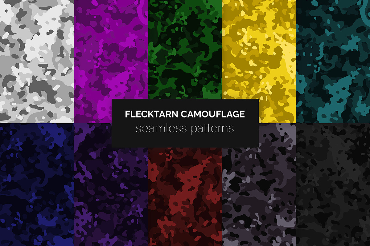 Flecktarn Camo Seamless Patterns, a Pattern Graphic by 3Y_Design (Photo 1 of 6)