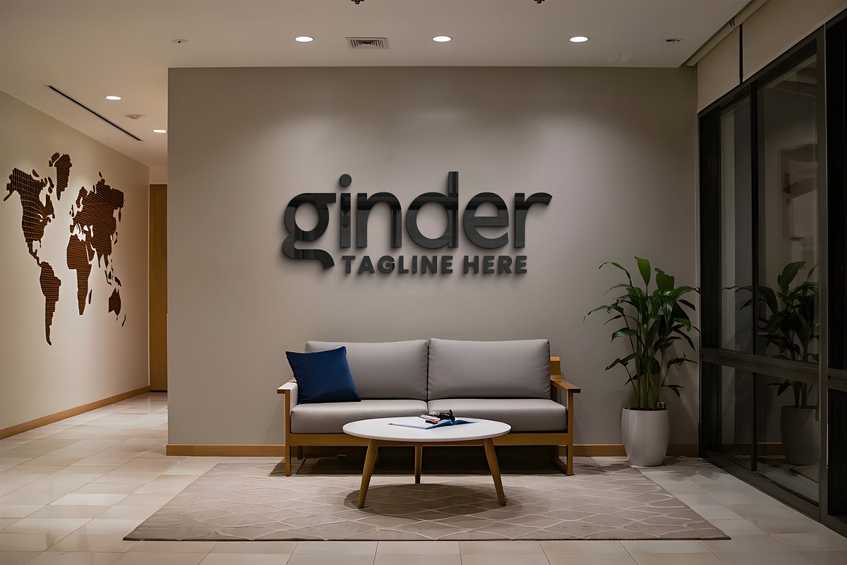 Modern Office Wall Logo Mockup, a Mockup by GenesisCreativeCo (Photo 2 of 3)