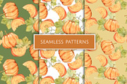 Seamless Pumpkin Pattern Set, a Pattern Graphic by Gribanessa (Thumbnail 1 of 5)