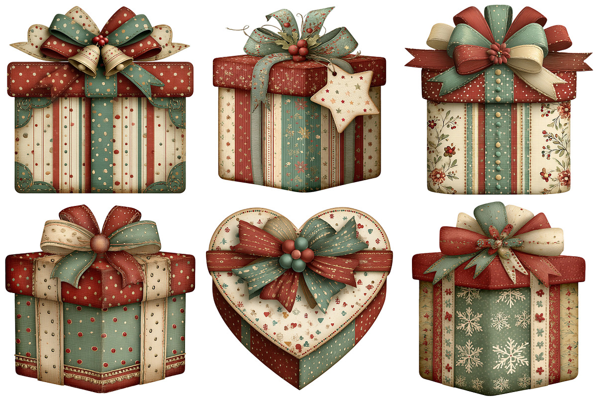 Whimsical Christmas Gift Box Clipart, an Illustration by Craft Nest (Photo 4 of 8)
