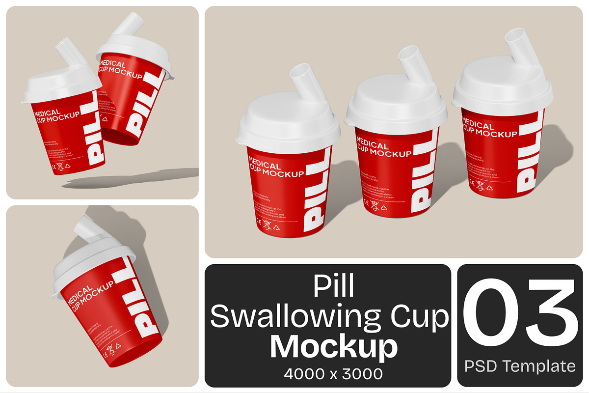 Pill Swallowing Cup Mockup, a Packaging Mockup by Permadi Creative (Photo 1 of 5)