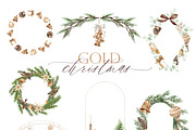 Gold Christmas Watercolor Clipart, a Decorative Illustration by Beigetime (Thumbnail 11 of 18)