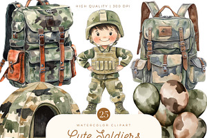 Cute little Soldiers Clipart Bundle, a Person Illustration by SparkyDesignsUS