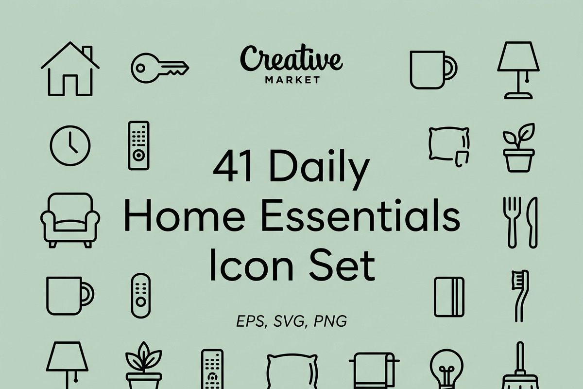 41 Daily Home Essentials Icons, an Outline Icon by adenpinkstore (Photo 1 of 17)