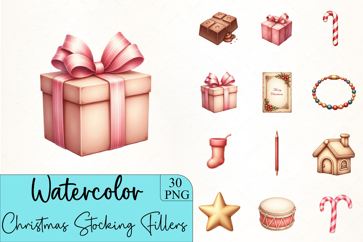 Christmas Stocking Fillers Cliparts, an Illustration by CrexoraLab (Photo 1 of 5)