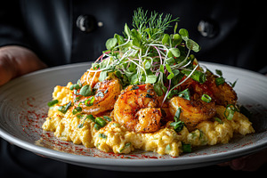 Gourmet Shrimp and Scrambled Eggs Di, a Photo by Pixeness Studio