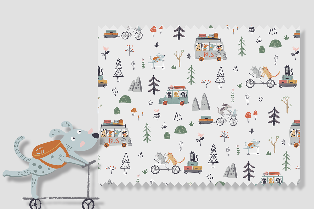 Cute Dogs and Cats Pattern, a Pattern Graphic by Lady Bruniere Design (Photo 4 of 9)