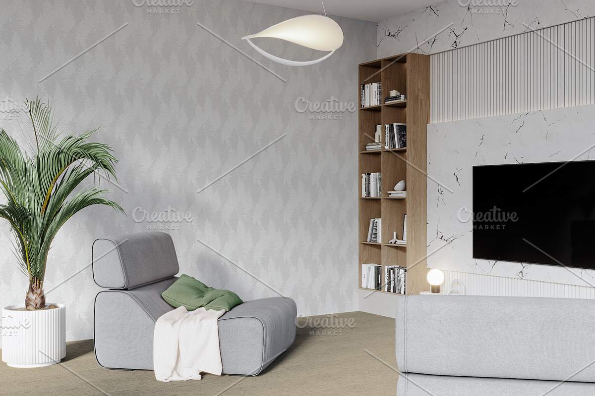 Wallpaper mockup Luxury living room, a Household Mockup by Hunny Badger (Photo 3 of 6)