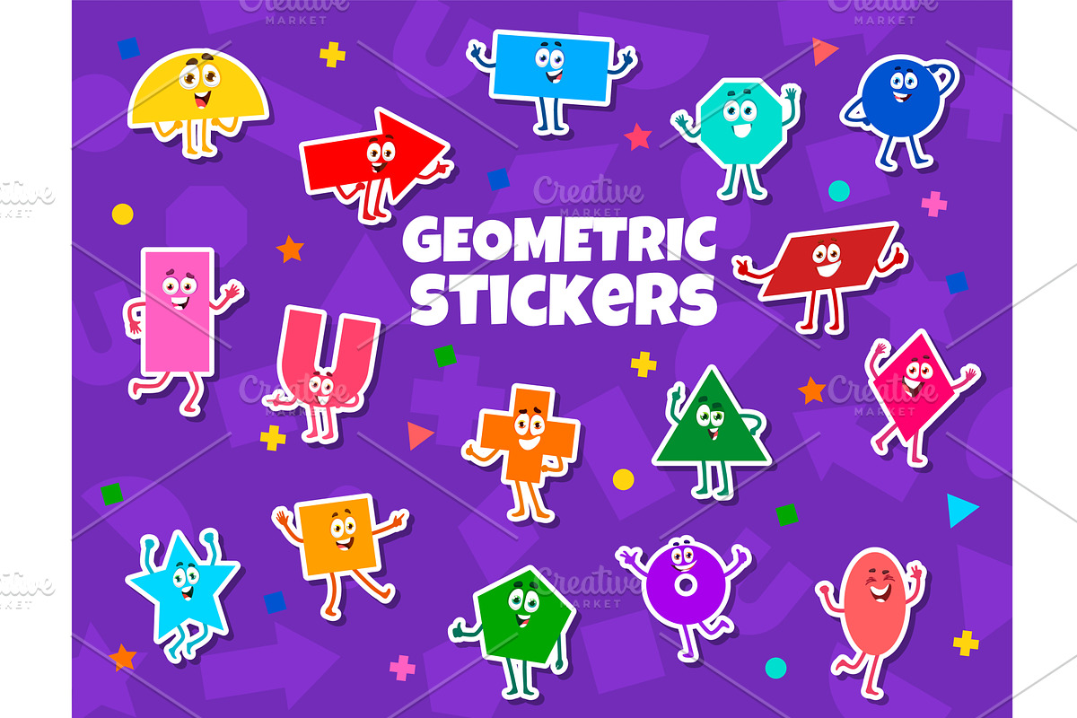 Math shape cartoon characters, an Education Illustration by Vector Tradition