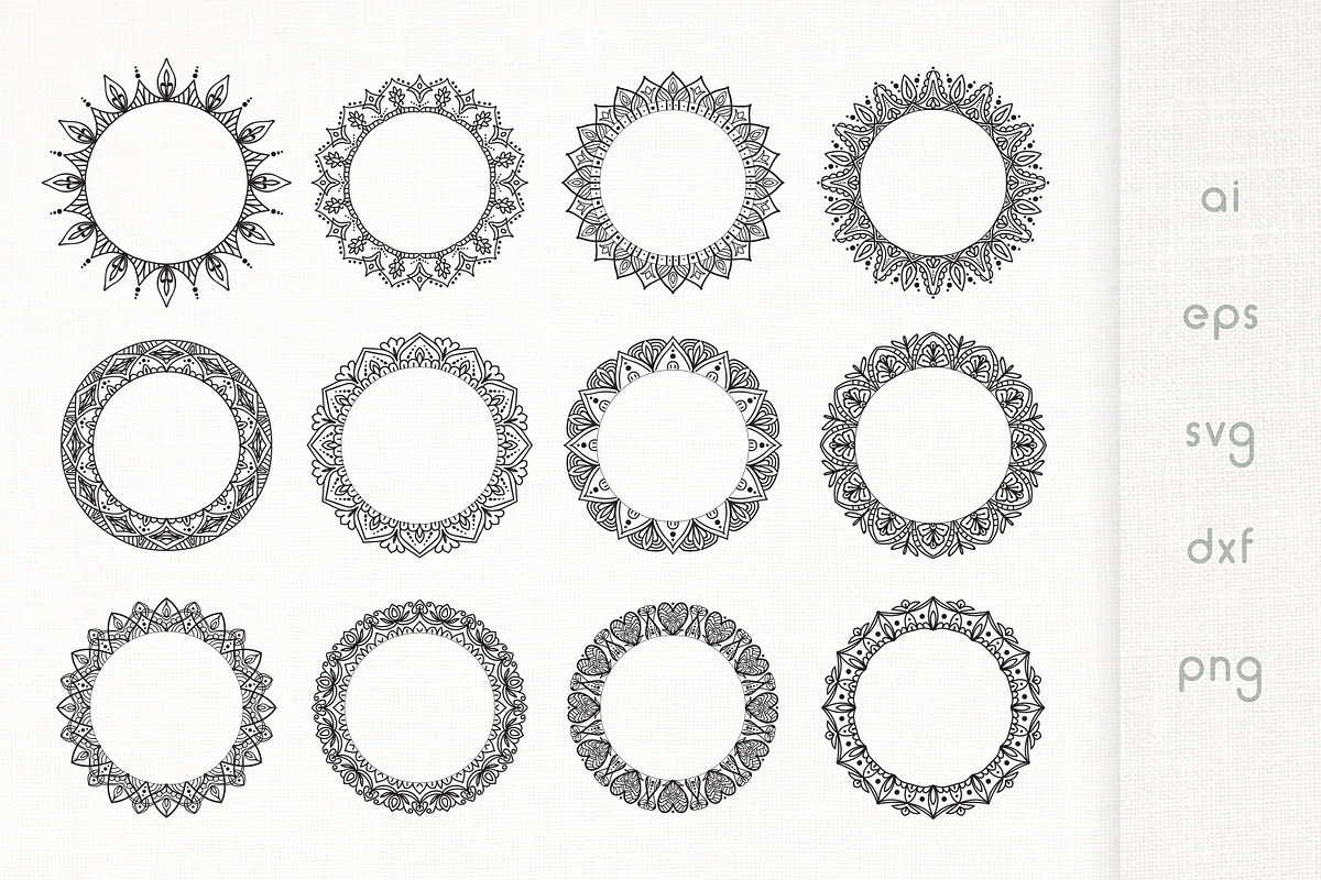 Floral Mandala Frames - Vector Pack, a Decorative Illustration by Dasagani