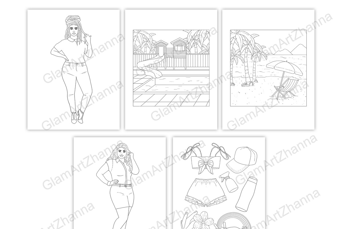 Coloring Book Summer 1, a Person Illustration by GlamArtZhanna (Photo 6 of 8)