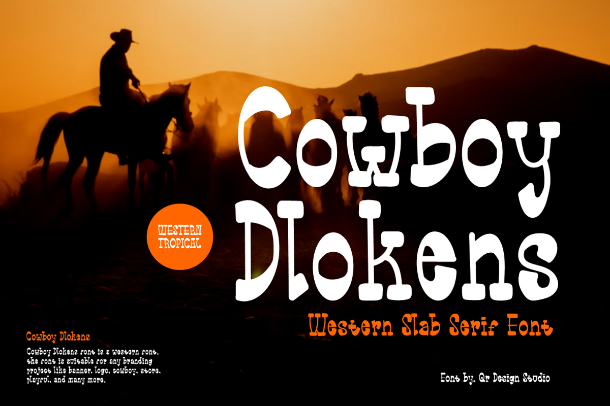 Cowboy Dlokens - Western Font, a Slab Serif Font by QR Design Studio (Photo 1 of 7)