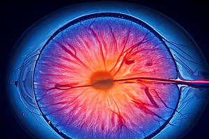 Digital illustration of human eye shown in cross-section, a Healthcare Illustration by DanFLCreativo