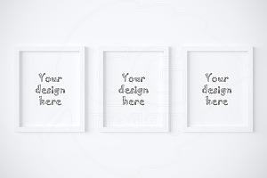 Set of 3 simple white frames mockup