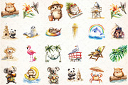 Summer Animals on the Beach Clipart, an Illustration by DreamCafeArt (Thumbnail 3 of 3)