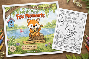 Mush Mini Fox Moments Coloring Book, an Animal Illustration by Design Zone