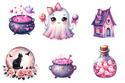 Charm Pink Halloween Clipart Bundle, an Illustration by DreamArtGraphic (Thumbnail 2 of 5)