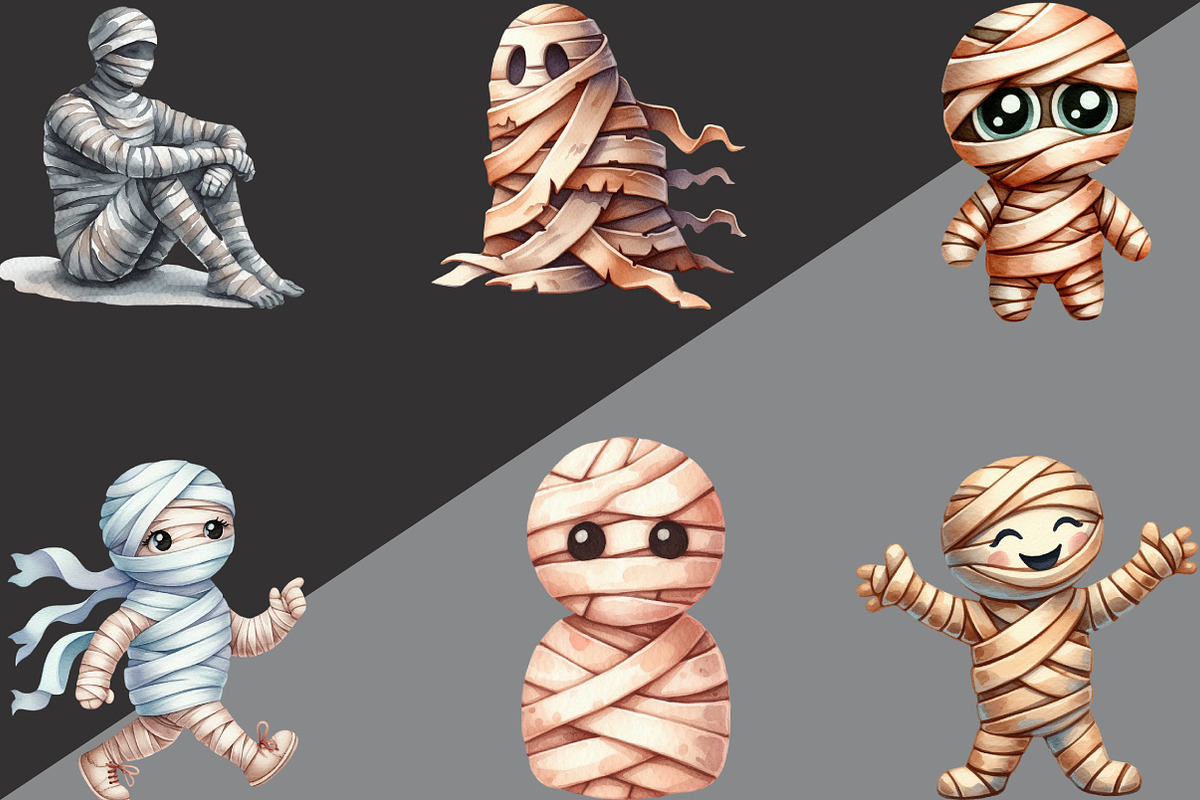 Minimalist Halloween Mummy Clipart, an Illustration by Black Bird Studio (Photo 2 of 6)