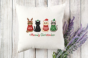 Meowy Christmas Cats PNG, an Illustration by Designking (Thumbnail 2 of 4)