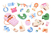 Cute baby items set + backgounds, an Object Illustration by PaperTrident (Thumbnail 1 of 6)