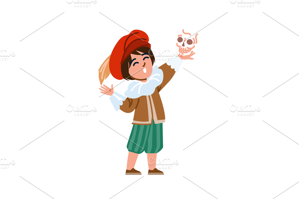 Young actor performing hamlet with, an Illustration by pikepicture