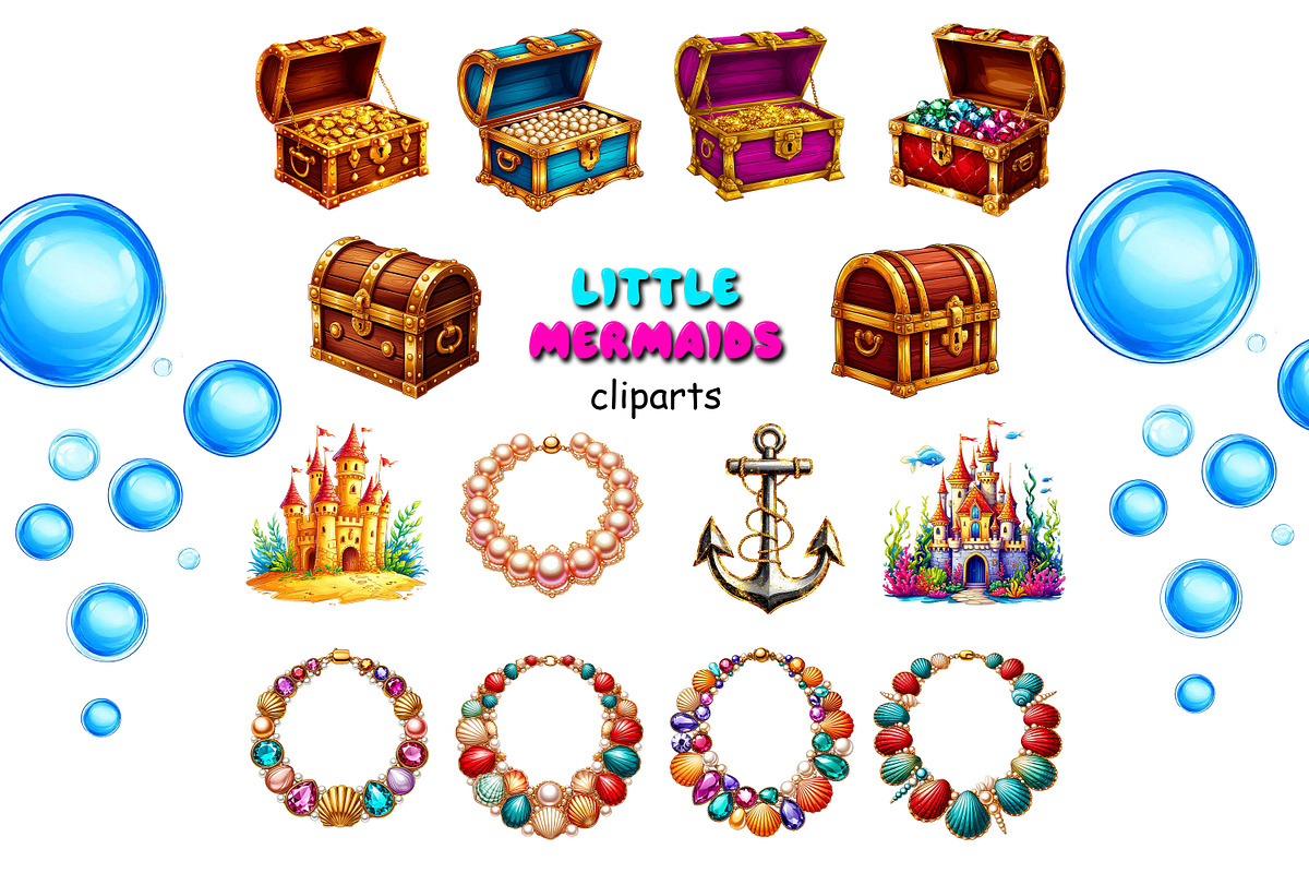 Little mermaids clipart set png, an Object Graphic by JuliaStarArt-FantasyHome (Photo 8 of 12)