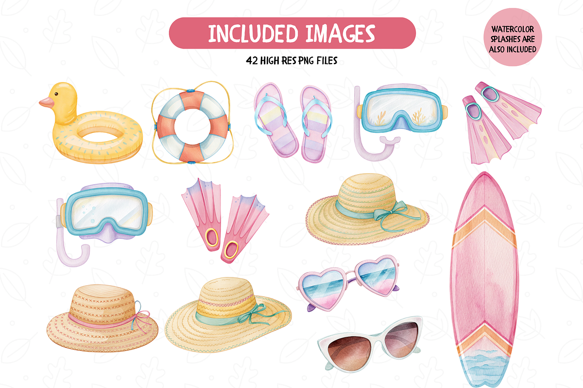 Watercolor Summer Clip Art, an Illustration by TatiMockup (Photo 4 of 5)