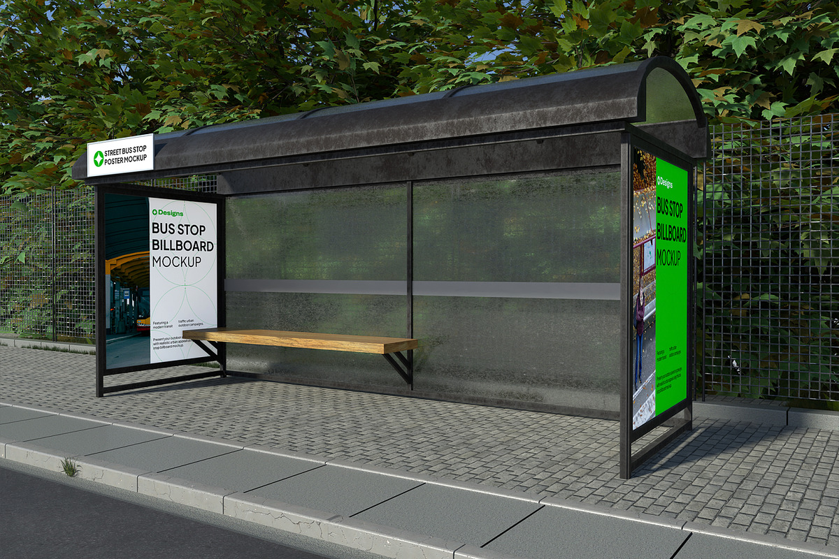 Bus Stop Billboard Mockup, an Advertising Mockup by Unerispace (Photo 5 of 5)