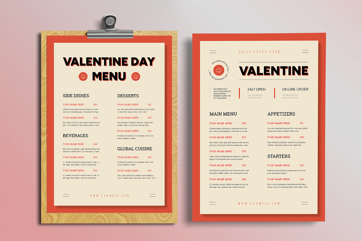 Valentines Day Menu, a Stationery Template by MightyDesign (Photo 3 of 6)