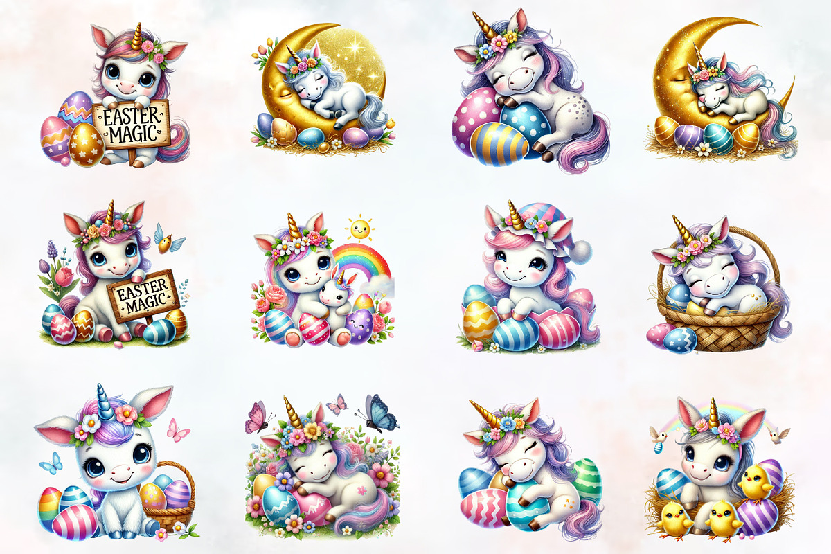 Newborn unicorn Easter Day Png, an Illustration by RobertsArt (Photo 2 of 7)