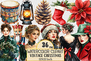 Watercolor Vintage Christmas Element, a Seasonal Illustration by Rose Art (Thumbnail 1 of 4)