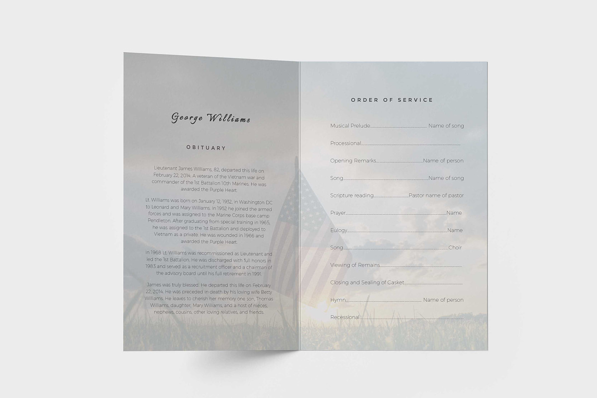 Military funeral program template, a Flyer Template by inserenity (Photo 2 of 6)