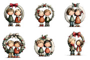 Cute Christmas Couple Clipart, an Illustration by DreamArtGraphic (Thumbnail 4 of 5)