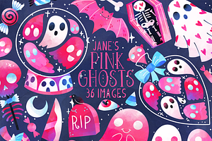 Halloween Pink Ghosts Clipart