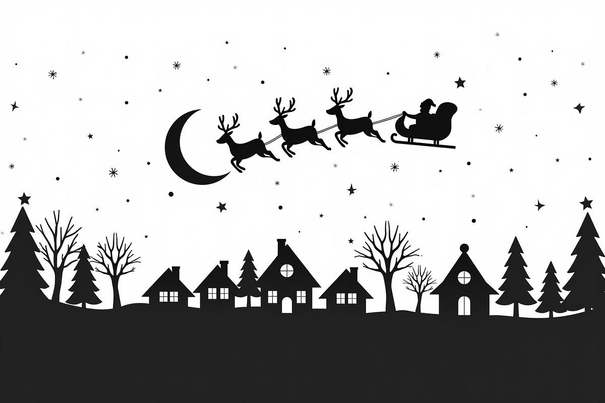 Xmas Reindeer Scene Silhouettes, an Illustration by musafir_fashion (Photo 18 of 21)