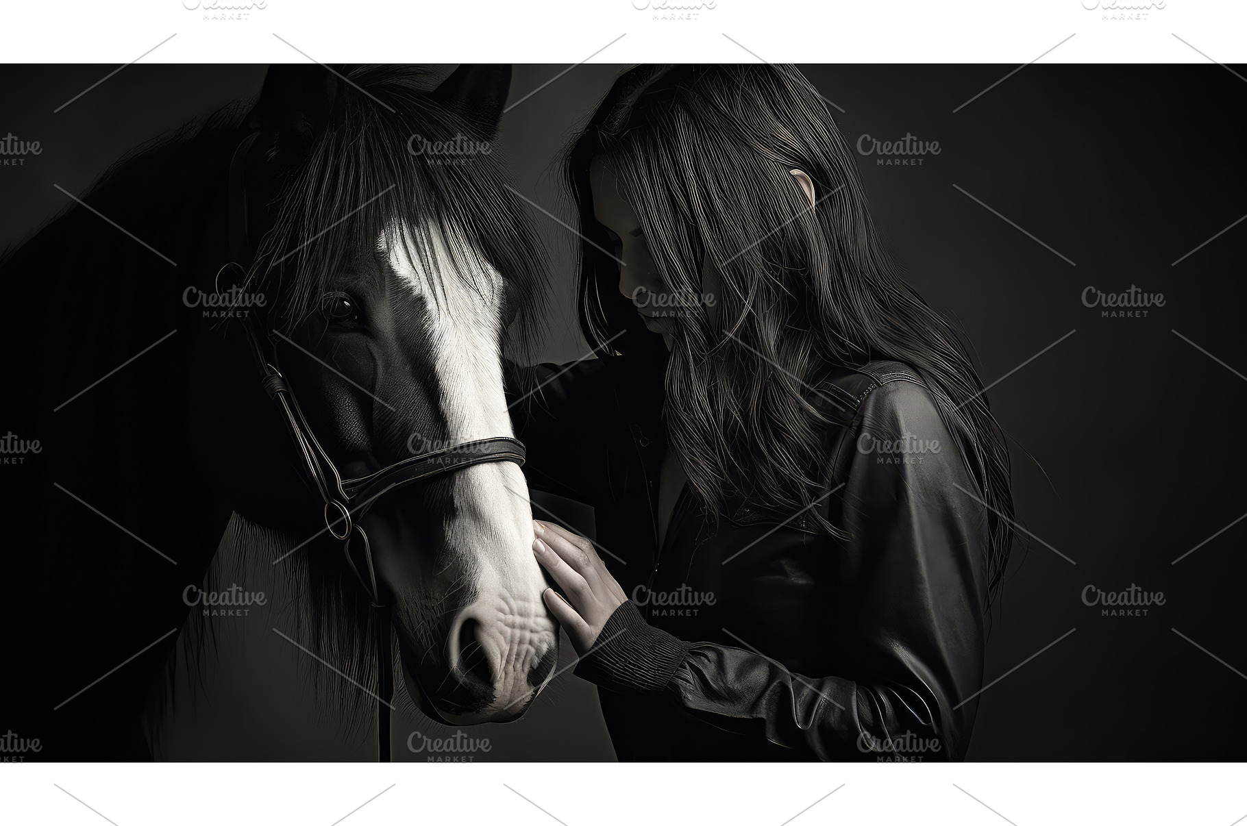 caretaker black white horse ai, an Animal Photo by pikepicture