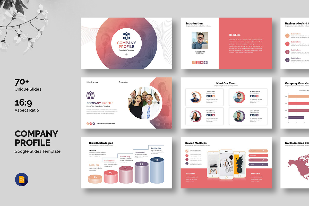 Company Profile Google Slides, a Presentation Template by White Graphic (Photo 1 of 9)