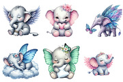 Cute Baby Elephants with Wings PNG, an Illustration by Pixels.Craft (Thumbnail 6 of 6)