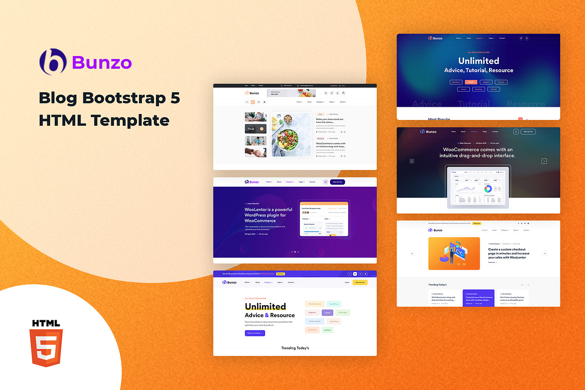 Blog Bootstrap HTML Template - Bunzo, a Bootstrap Template by HasThemes (Photo 1 of 6)