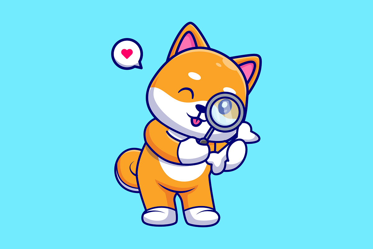 Cute Shiba Inu Dog Looking At Bone, an Animal Illustration by Catalyst Labs