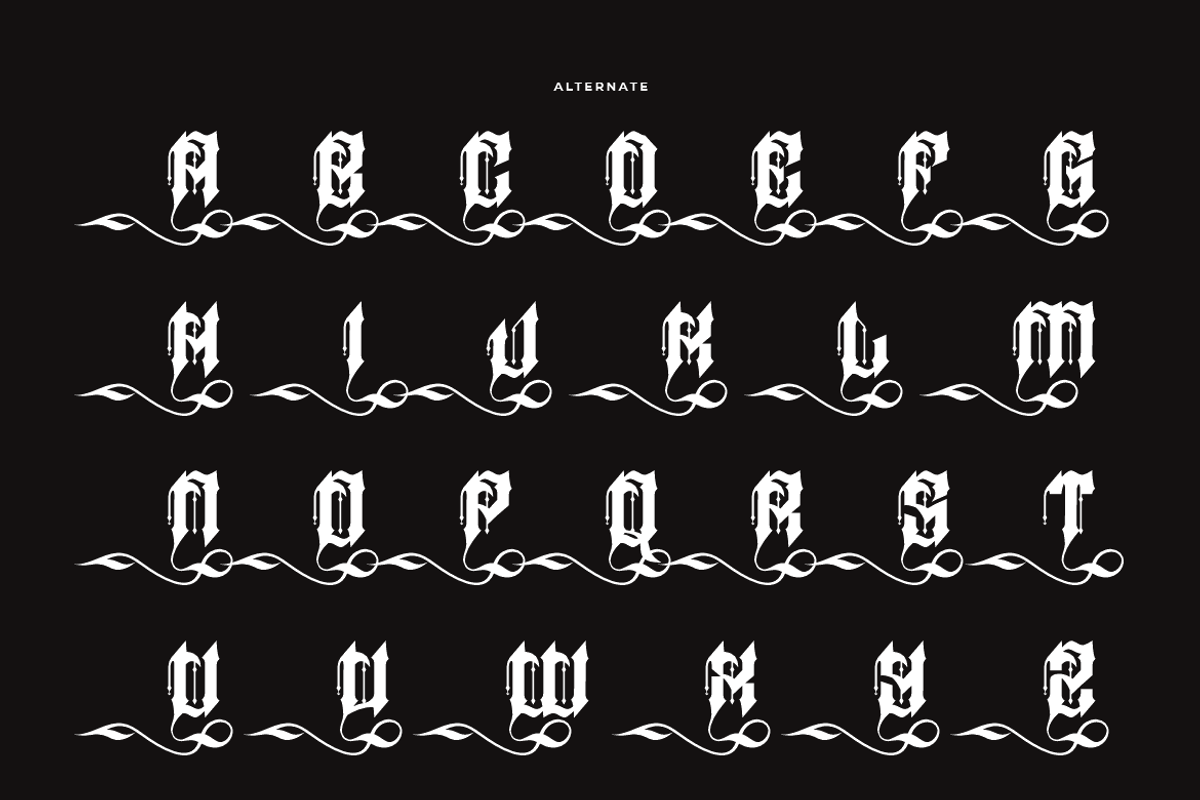 Jewal Glasmor - Tattoo Font, a Blackletter Font by QR Design Studio (Photo 10 of 14)