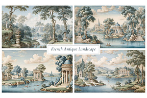 French Antique Landscape Wallpaper