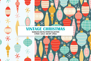 8 Vintage Christmas Seamless Files