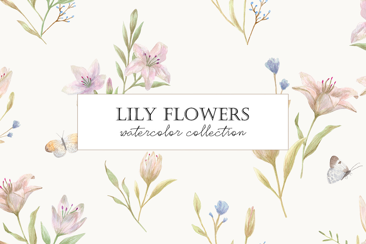 Lily Flowers. Watercolor Cliparts, a Decorative Illustration by Slastick (Photo 1 of 8)