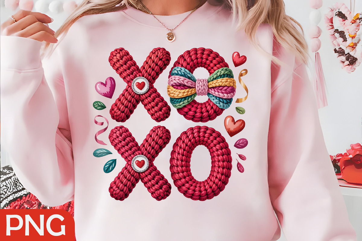 Valentine Day Faux Crochet XOXO Png, an Illustration by RobertsArt (Photo 3 of 4)