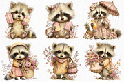 Summer Funny Raccoon Clipart, an Illustration by Craft Nest (Thumbnail 5 of 12)