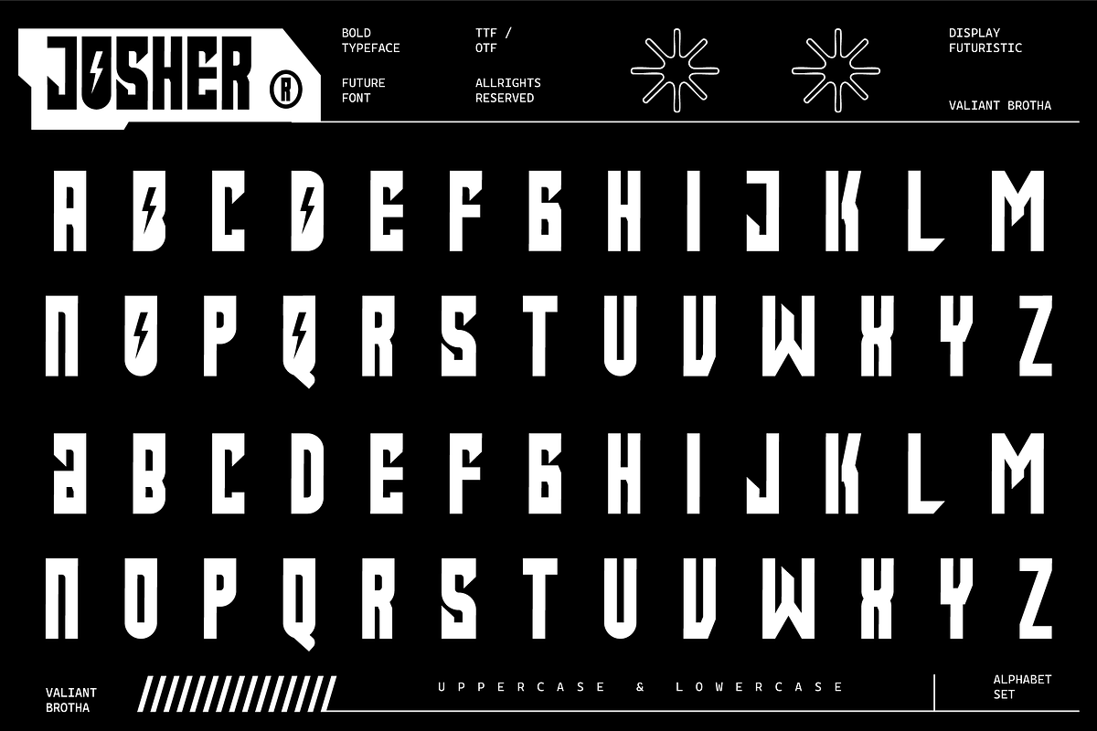 VB Josher - Futuristic Font, a Sans Serif Font by VALIANTBROTHA (Photo 2 of 9)