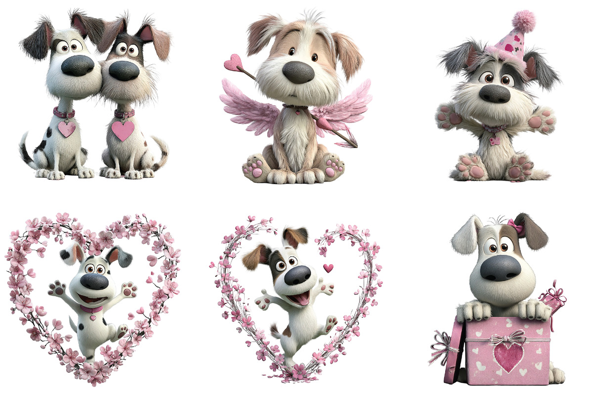 Whimsical Valentine Cute Dog Clipart, an Illustration by CraftArtStudio (Photo 6 of 6)